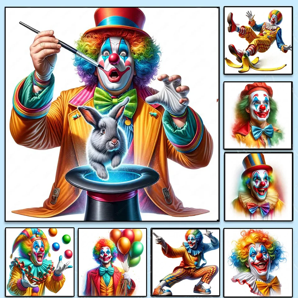 Circus Clown Diamond Painting Cartoon New 2024 Beads Embroidery Mosaic 5D Full Diamond Cross Stitch Kits Christmas Home Decor