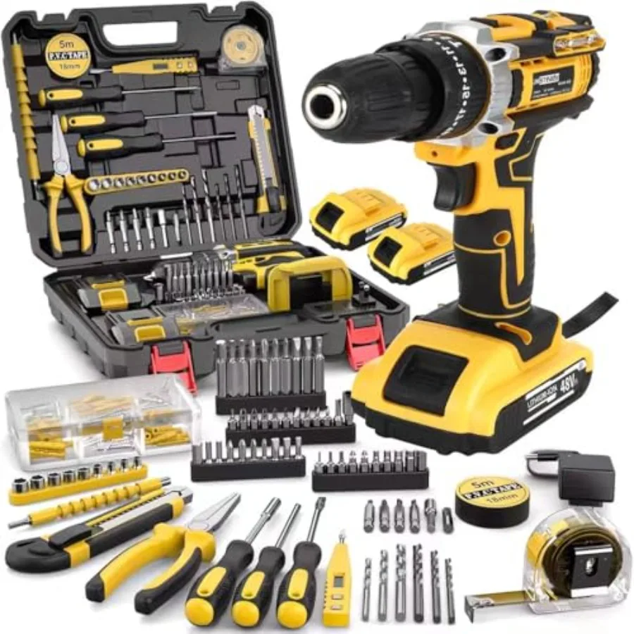 

21V Cordless Drill Set 136pcs Heavy-Duty Impact Drill with Carrying Case All-in-One Electric Hand Tool Set for Gardening DIY Ho