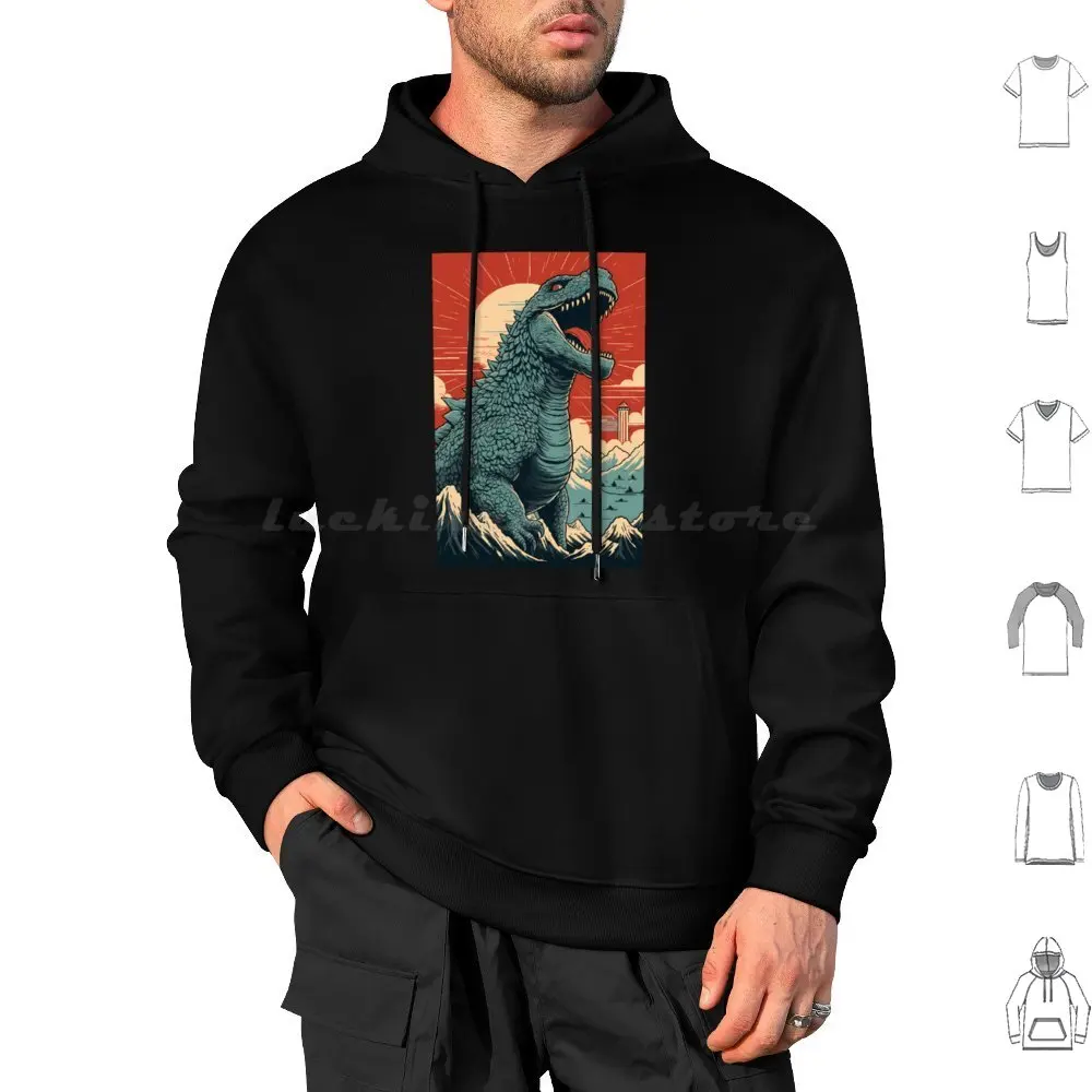 Monster The Kaiju King Hoodies Long Sleeve Zilla Retro Vintage Original Mens Pop Culture Fandom Movie Film Cinema