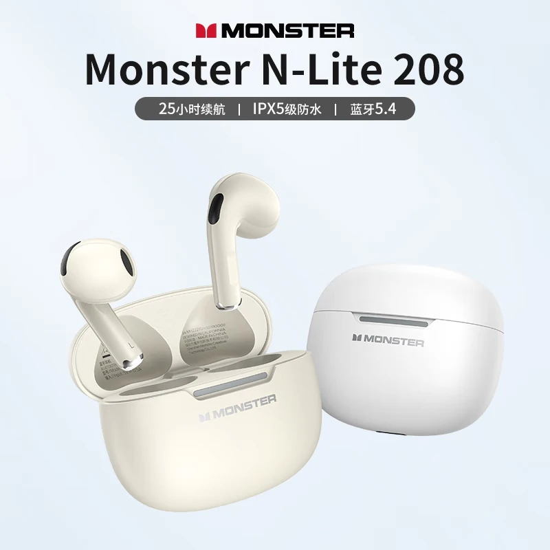 Monster N-Lite 208 True Wireless Active Noise-Cancelling Bluetooth Earphones