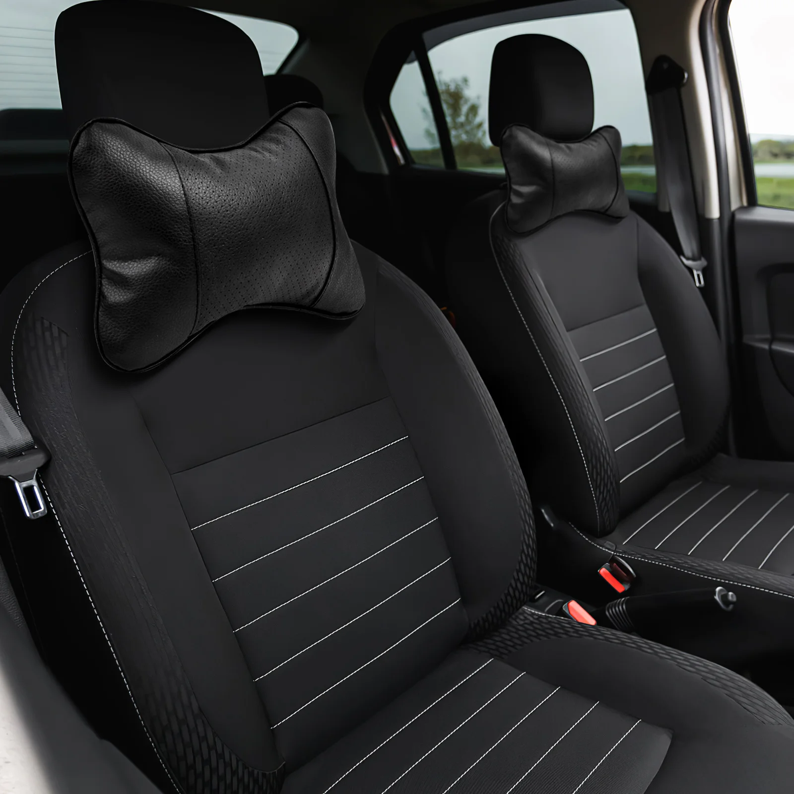 

2pcs Neck Pillow: 10.6"X7"X3.5" Bone Shape Car Cushion Breathable Ergonomic Support For Driving Travel Headrest Pad