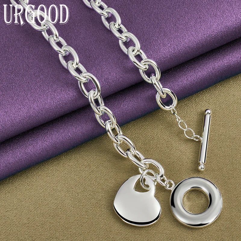 925 Sterling Silver Clássico Circular Oco Coração Forma Colar Para As Mulheres Do Partido De Noivado Do Casamento Da Moda Jóias