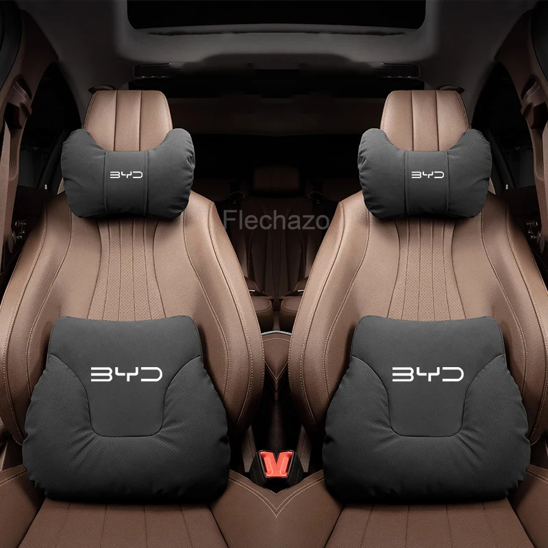 New Car Interior Leather Lumbar Backrest Cushion Headrest for BYD Seal Atto3 S2 S6 S7 Tang X Dream Car Neck Protection Pillow