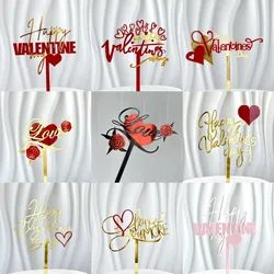 INS 14 Style Happy Valentine's Day Acrylic Cake Toppers Red Love Valentine's Day Cake Topper for Valentine's Day Party Gifts