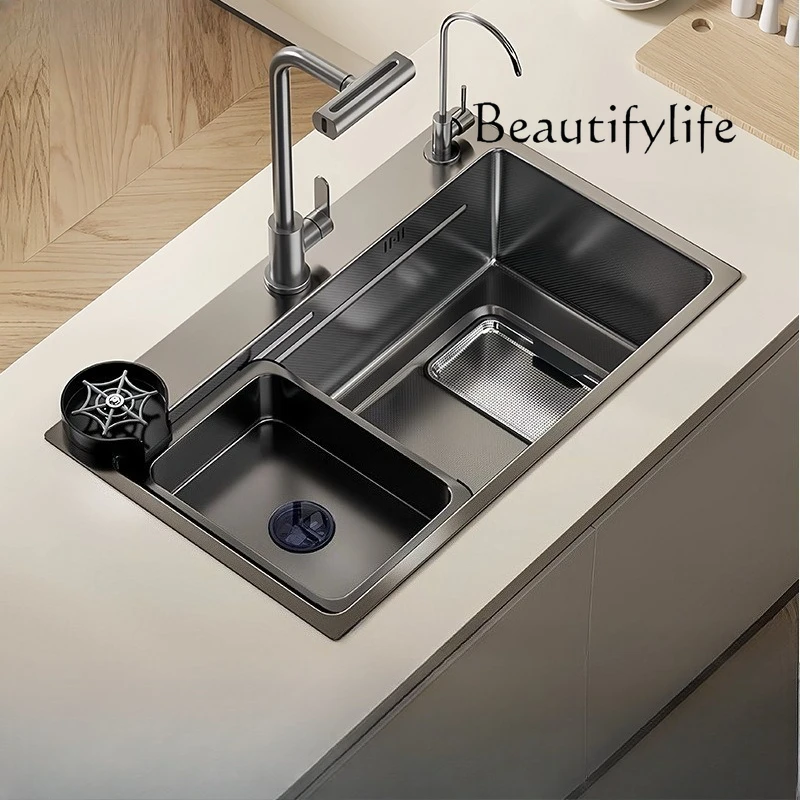 Thickened 5.0 Double Slag Collector Sink Large Single Slot SUS304 Stainless Steel Kitchen Household Vegetable Bowl Sink