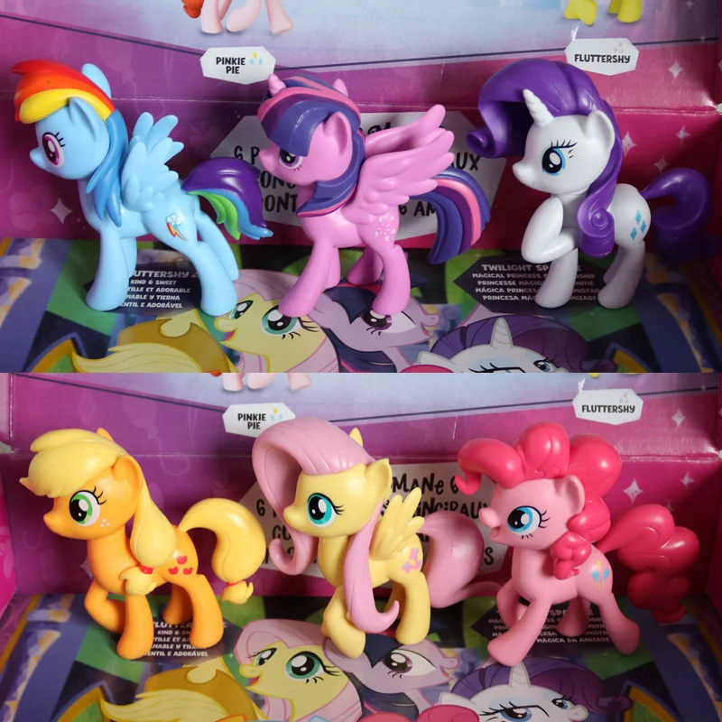 Hasbro My Little Pony Meet The Mane 6 Ponies Twilight Sparkle Rainbow Dash Rarity Doll Gifts Toy Model Anime Figures Collect