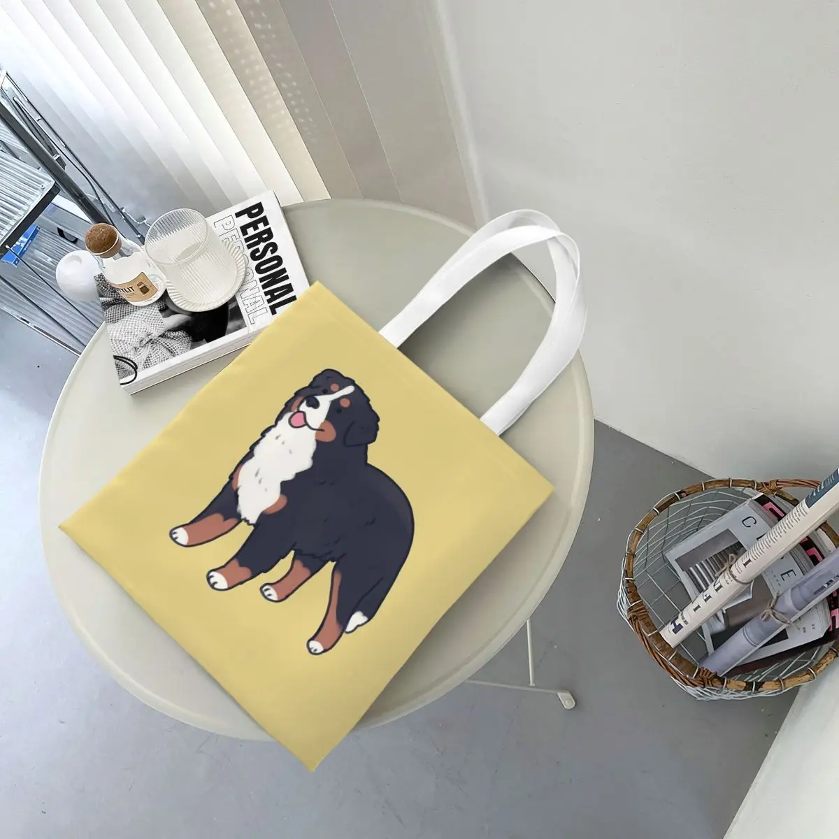 Bolsas de compras para perros de montaña bernés, lona reutilizable, bolso de mano, bolso de viaje para mujer