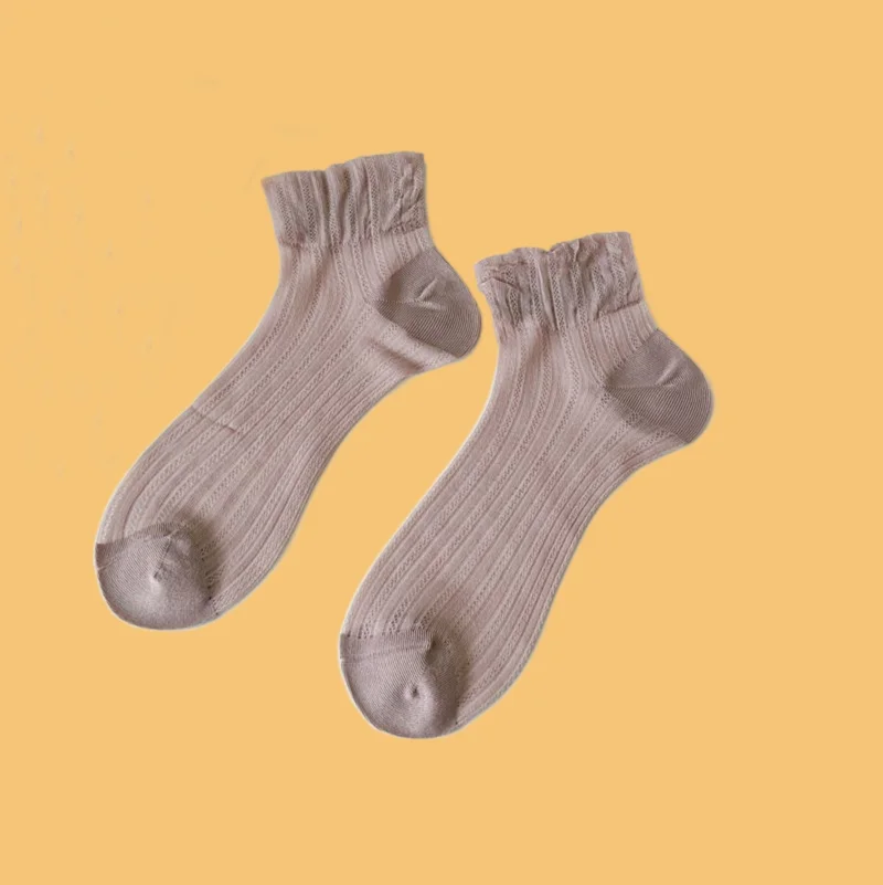 Chaussettes Courtes Respirantes en Dentelle pour Femme, 5/10 Paires, Talon Sans Chute, Maille Blanche, Mince, Confortable, Style Ballet, Clip, Été