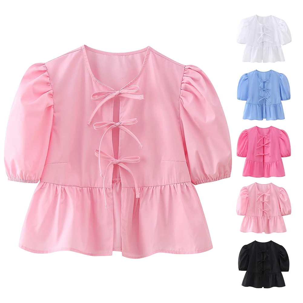 Blouse Tops Shirt 1pcs Lace Up Long Sleeve O-Neck Polyester Solid Color Shopping Spring Dating Going Out Elegant