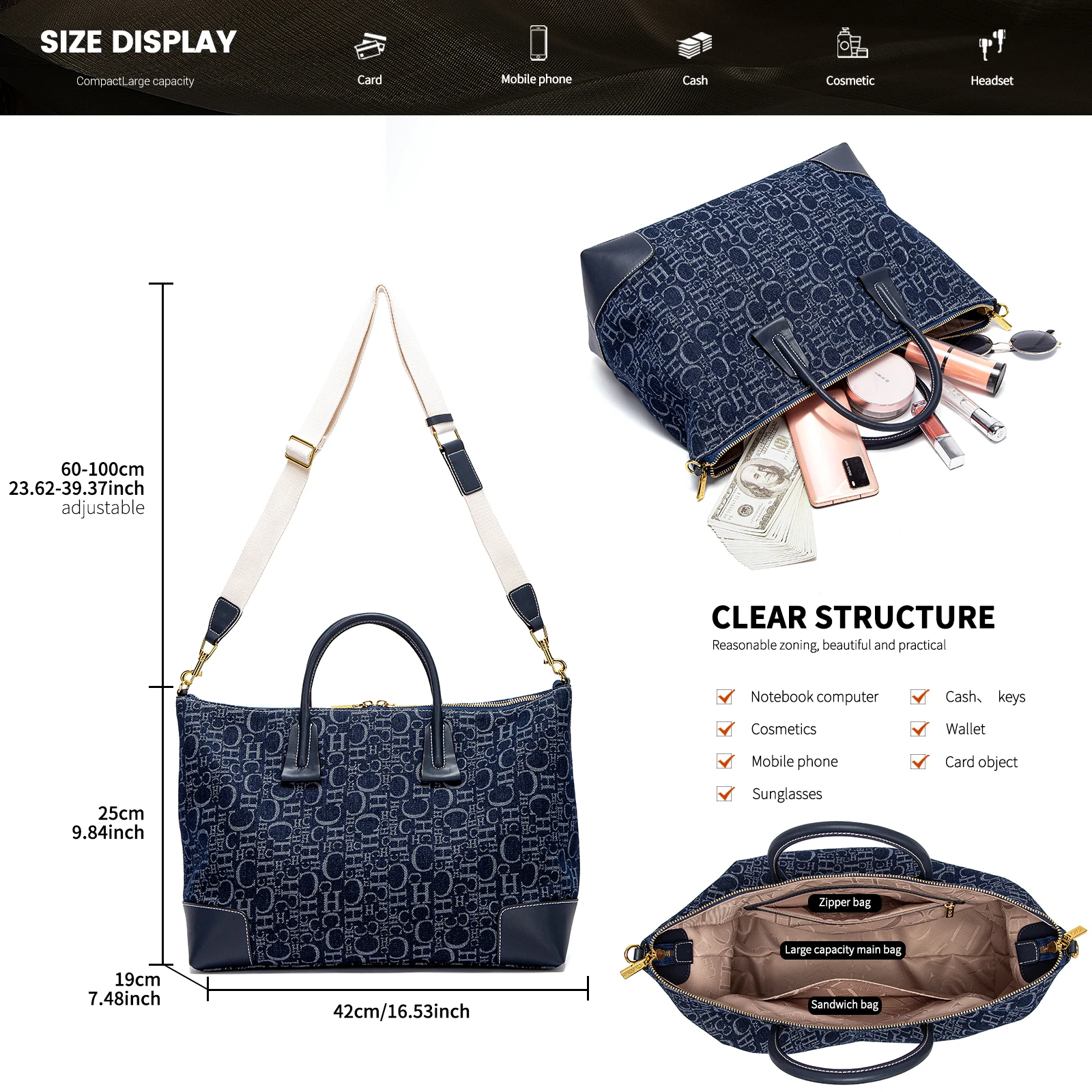 Letter Printing Fashion Women\'s Handbag Large Capacity Design Simple Hundred Classic Retro Women\'s Shoulder Bag