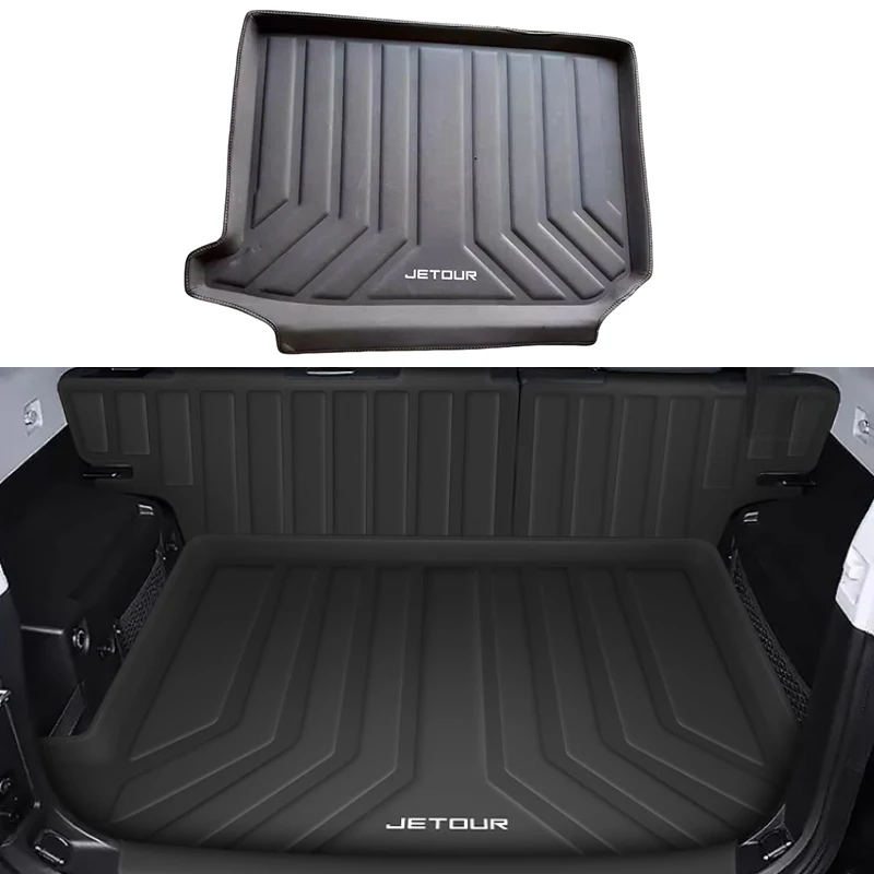 

Автомобильный коврик в багажник из натуральной кожи, подходит для JETOUR Traveler T2 2024, встроенный коврик в багажник высокого уровня, модифицированные детали