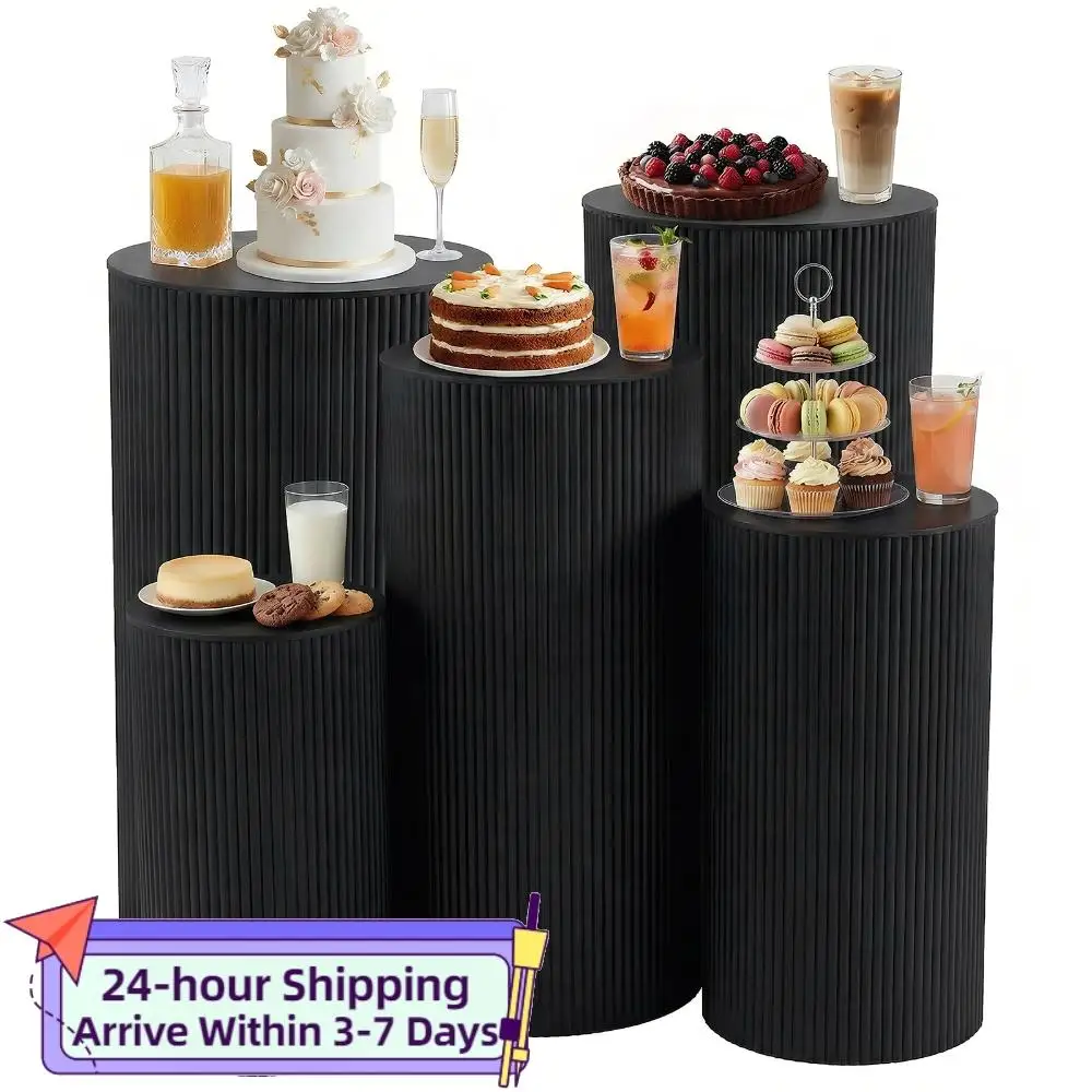 

5 шт. металлических плиссированных цилиндрических подставок, прочные подиумы-пьедесталы для свадеб, дней рождения, церемоний, банкетов и декораций