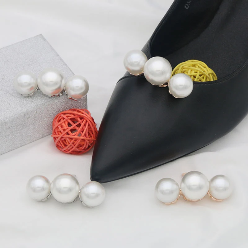 1Pc Lady Shoe Pearl Clip Decorative Clips Wedding Women Bride High Heel Removable Charm Buckle Clamp Ozdoby do butów — zdjęcie 4