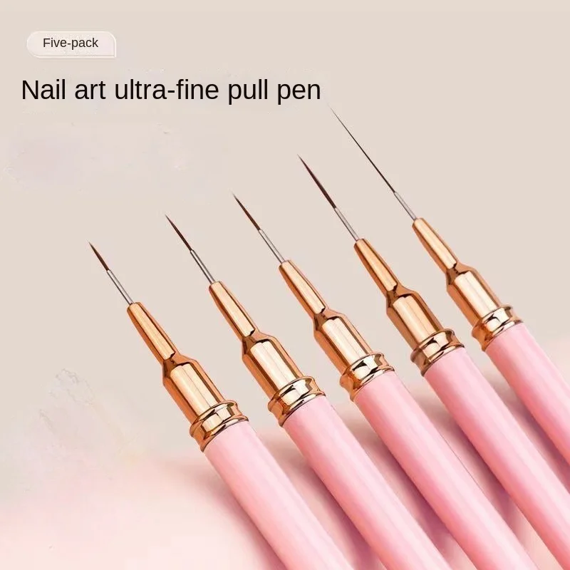 Japanese Ultra-Thin Liner Brush Set - Professional Nail Art Painting Brushes for Floral Line Designs Complete Manicure Tool Kit