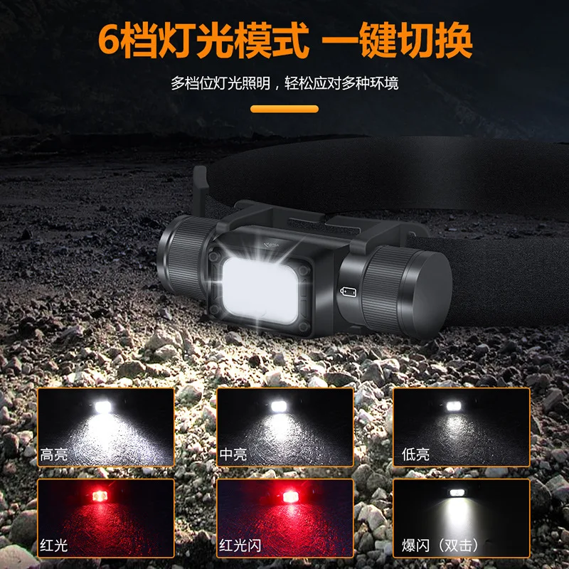 New4LEDHeadlight Strong Light Head-Mounted Flashlight Rechargeable Outdoor Camping Hiking off-Road Lighting Lamp Night Fish Luri