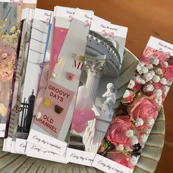 30Pcs Cute Pink Landscape Bookmarks Set Creative DIY Paper Message Cards Reading Pages Markers Decorative Student Gifts