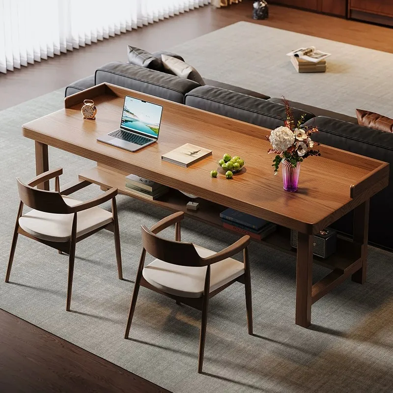 Solid wood window sill, desk, living room, children's study table, long strip behind sofa, household with socket