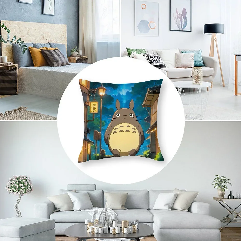 أنيمي T-TotoroS Kawaii كيس وسادة قصيرة أفخم أريكة ديكور هدية المنزل وسادة الطباعة على الوجهين