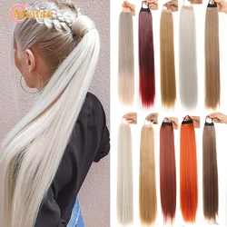 MEIFAN Long Straight Hair Ponytail Synthetic False Ponytail with Elastic Rubber Band Extension Natural High Ponytail Hairpiece