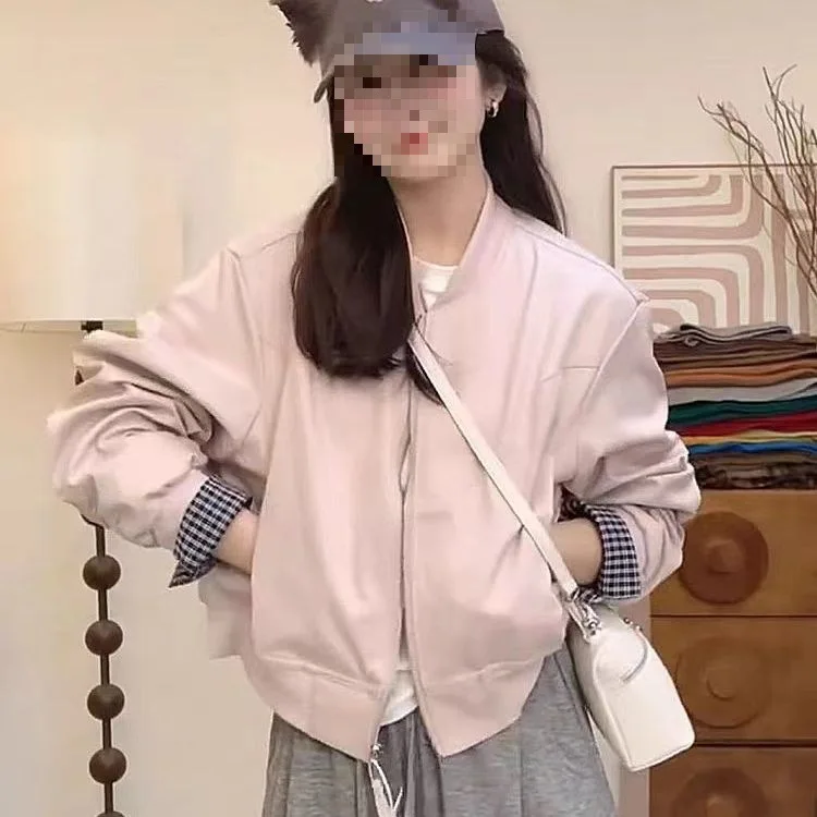 

Корейская версия 2023, весенний новый стиль, повседневное простое универсальное однотонное короткое пальто, женская маленькая куртка, топ