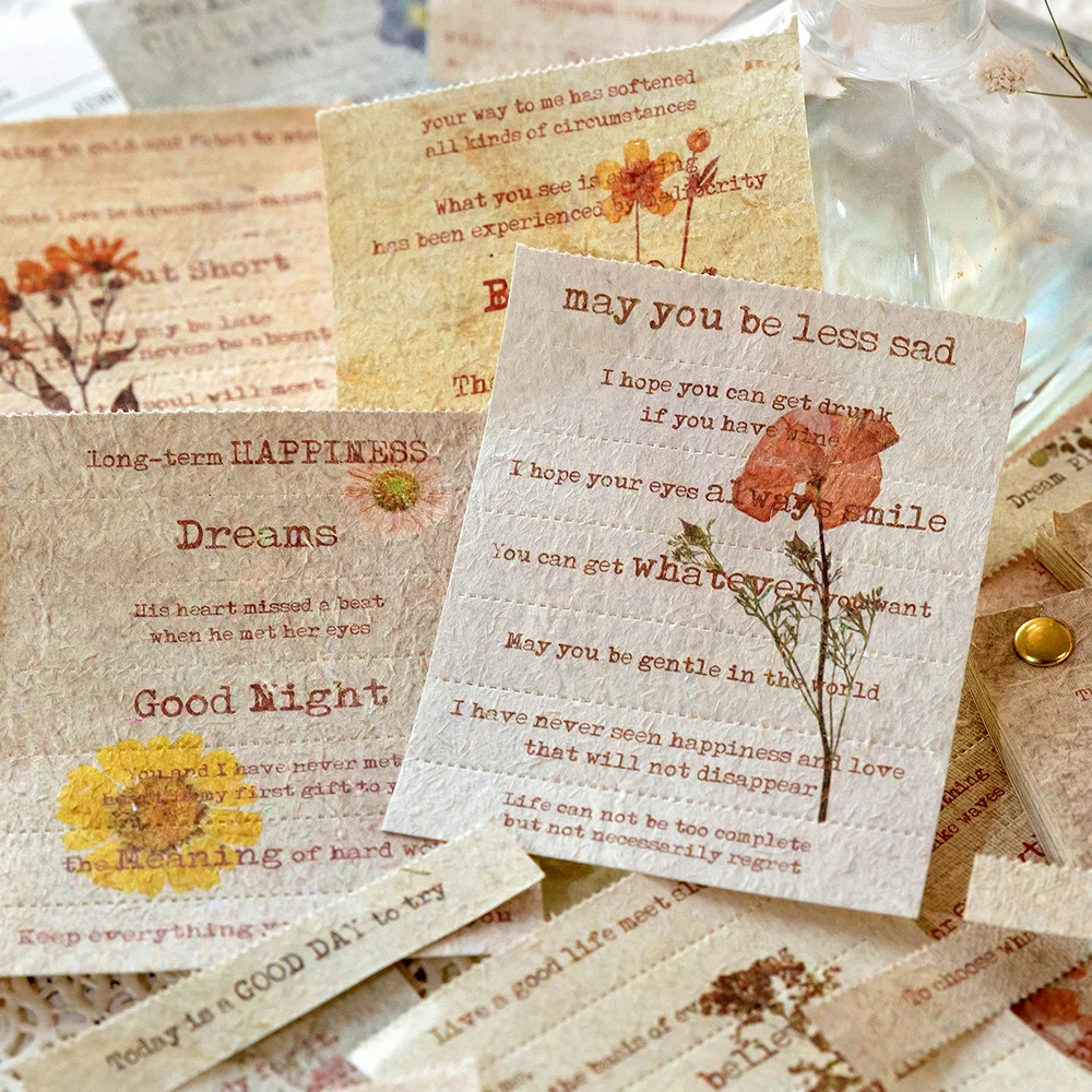 25 pièces de papier spécial, bande de texte détachable, style rétro littéraire, pour carnet de notes DIY, support décoratif, bloc-notes, 6 modèles