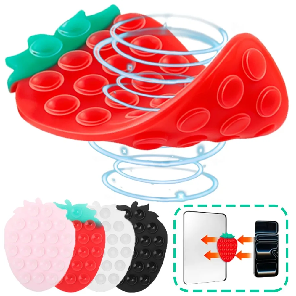 

1/4Pcs Universal Phone Strong Sucker Support Strawberry Suction Cup Portable Phone Stand Car Navigation Bracket Mirror Fixed Pad
