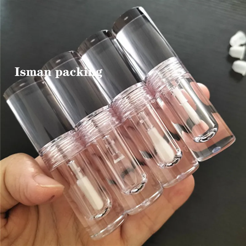 

50Pcs New big applicator lip oil container mini empty crystal transparent lip gloss packaging wand tubes with brush tip 2ml