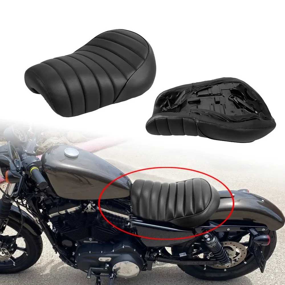 

Motorcycle black front driver leather pillow single seat cushion suitable for Halley Sportster XL1200 883 72 48