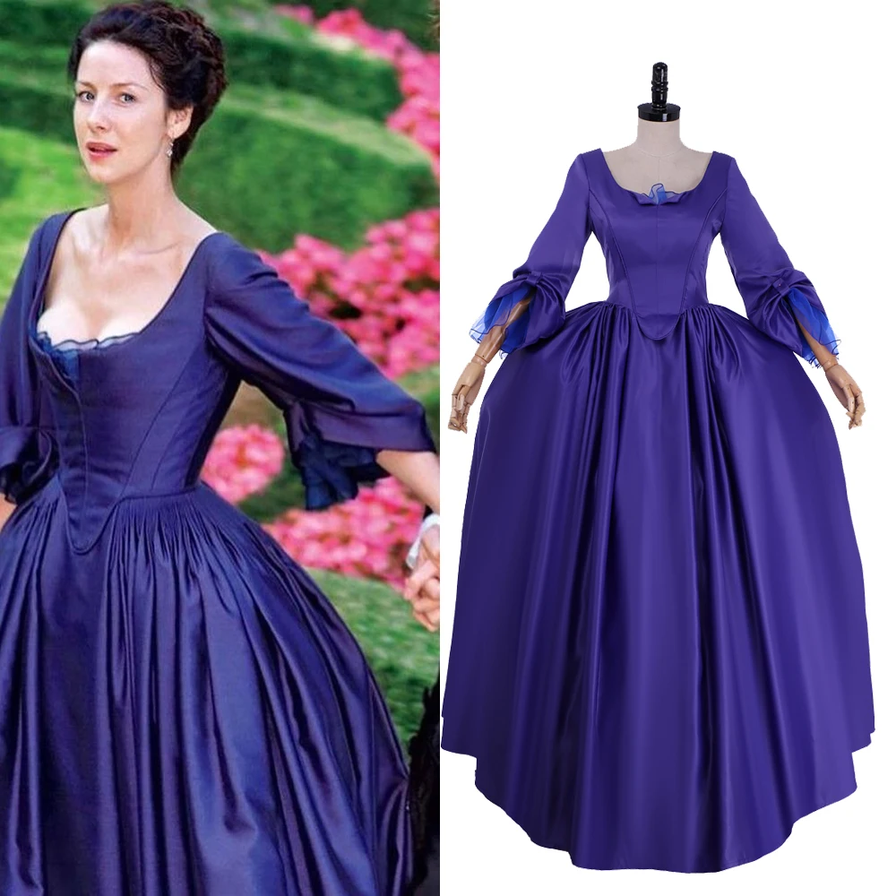

Outlander Claire Randall Fraser Dress Jamie Suit Cosplay Scottish Highland Purple Ball Gown Women Dress Halloween Party Outfits