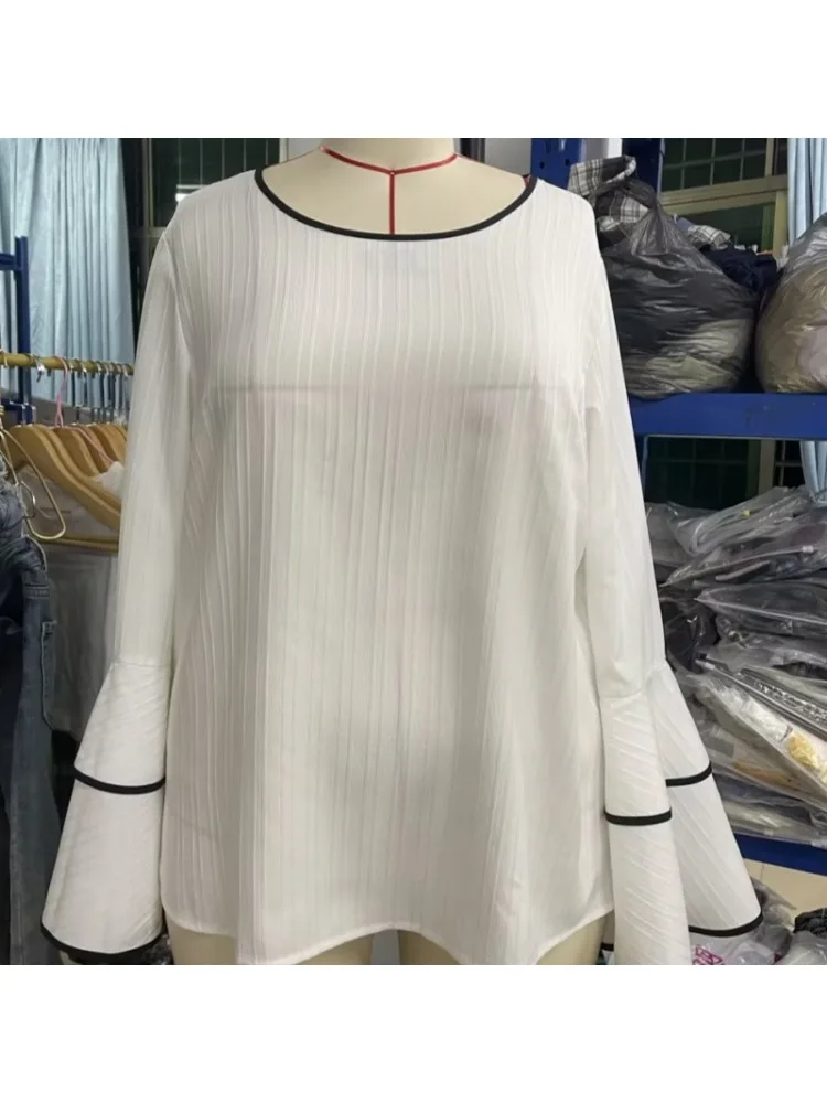 

Plus Size WomanT-shirt 2025 Breathable Spring/summer New Relaxed Casual Solid Color Crew-neck Flared Long-sleeved Tops Clothing