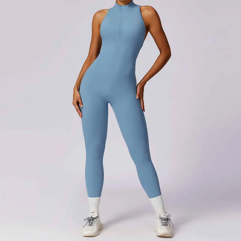 Conjunto de chándal de Yoga para mujer, monos de Yoga de una pieza, monos de manga de entrenamiento, conjunto de gimnasio de entrenamiento, conjunto