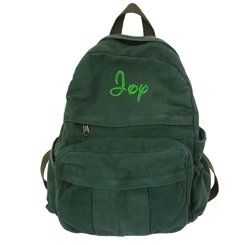 Embroidery Laptop Backpack for Women Travel Canvas Backpack for Women Vintage Green Aesthetic Backpack for School Custom Name