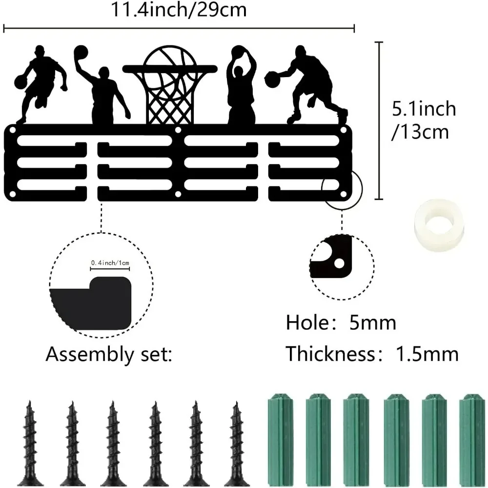 Basketball Medal Holder Medal Hanger Rack Display Hanging Awards Wall Mounted Room Decor 3 Lines Design Hold making kit