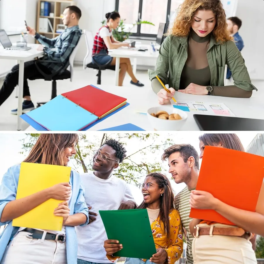 72 Pack 2 Pocket Folders with 3 Holes Punch Plastic Folder for 3 Ring Binder Heavy Duty Folders Pocket Folders for Letter Size