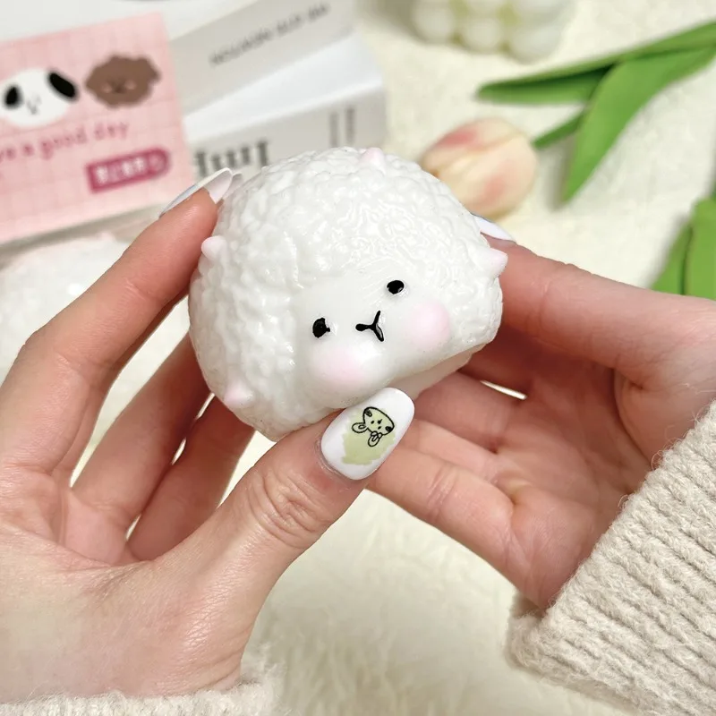 Squishy Creme Schaf Squeeze Spielzeug Niedliche Tiere Zappeln Spielzeug Super Weiche Fett Schafe Dekomprimieren Geschenk Stress-linderung Hand Entspannende Spielzeug