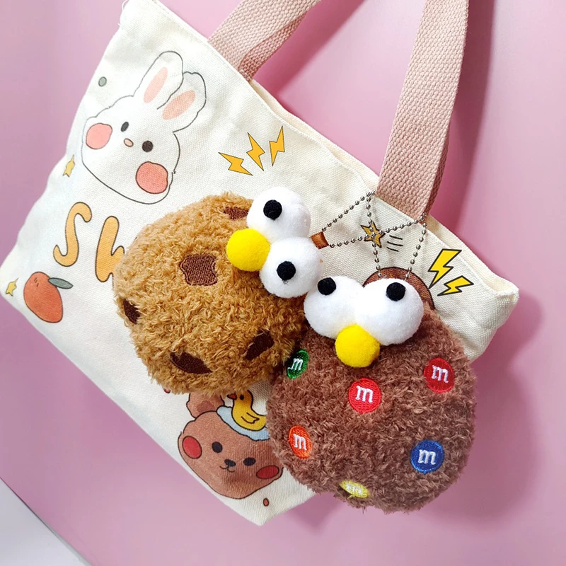 1 Stück Cartoon Big Eye Keks Plüsch Anhänger Schlüssel bund niedlichen lustigen Puppe Spielzeug Rucksack Behänge Ornamente Geschenk Spaß Spielzeug Kinder Geschenke