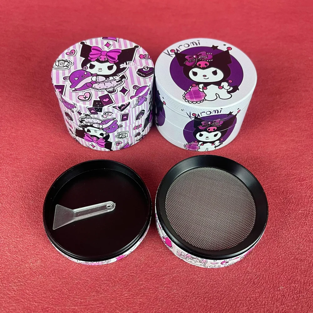 Moedor de Ervas Kuromi de 2 Polegadas, 4 Camadas, Moedor Manual de Metal Hello Kitty Sanrio, Acessórios para Fumar Cigarros, Presente