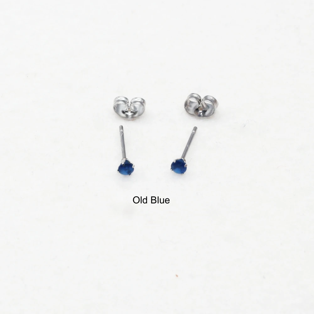 3 mm AAA runde, farbenfrohe Zirkonia-Ohrstecker mit Edelstahlnadel, Vintage-Schmuck, 20 Farben zur Auswahl, antiallergisch. – Detail 5