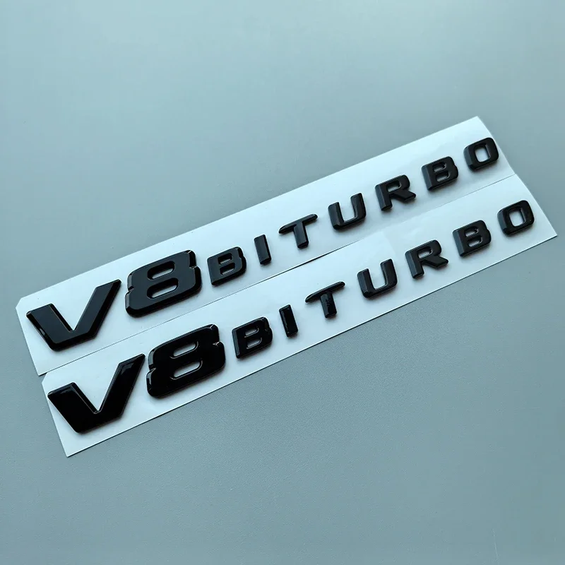 رسائل مسطحة V8 Biturbo 4matic + شعار سيارة لمرسيدس بنز AMG C43 C63 C63S W204 W205 C205 S205 W206 درابزين الخلفي ستار ملصق