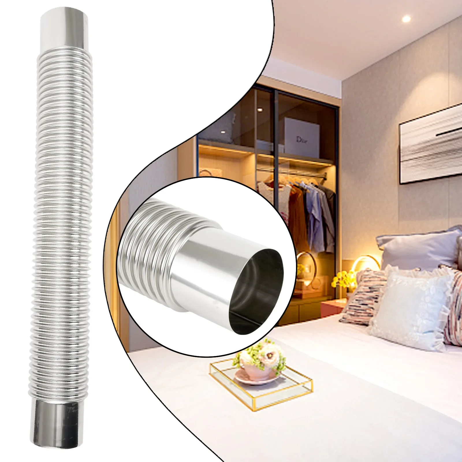 Wood Stove Pipe Stainless Steel Flue Exhaust Stoves Pipe Adjustable Ducting Dryers Vent Hose For Pellet Stove Fresh Air Intake