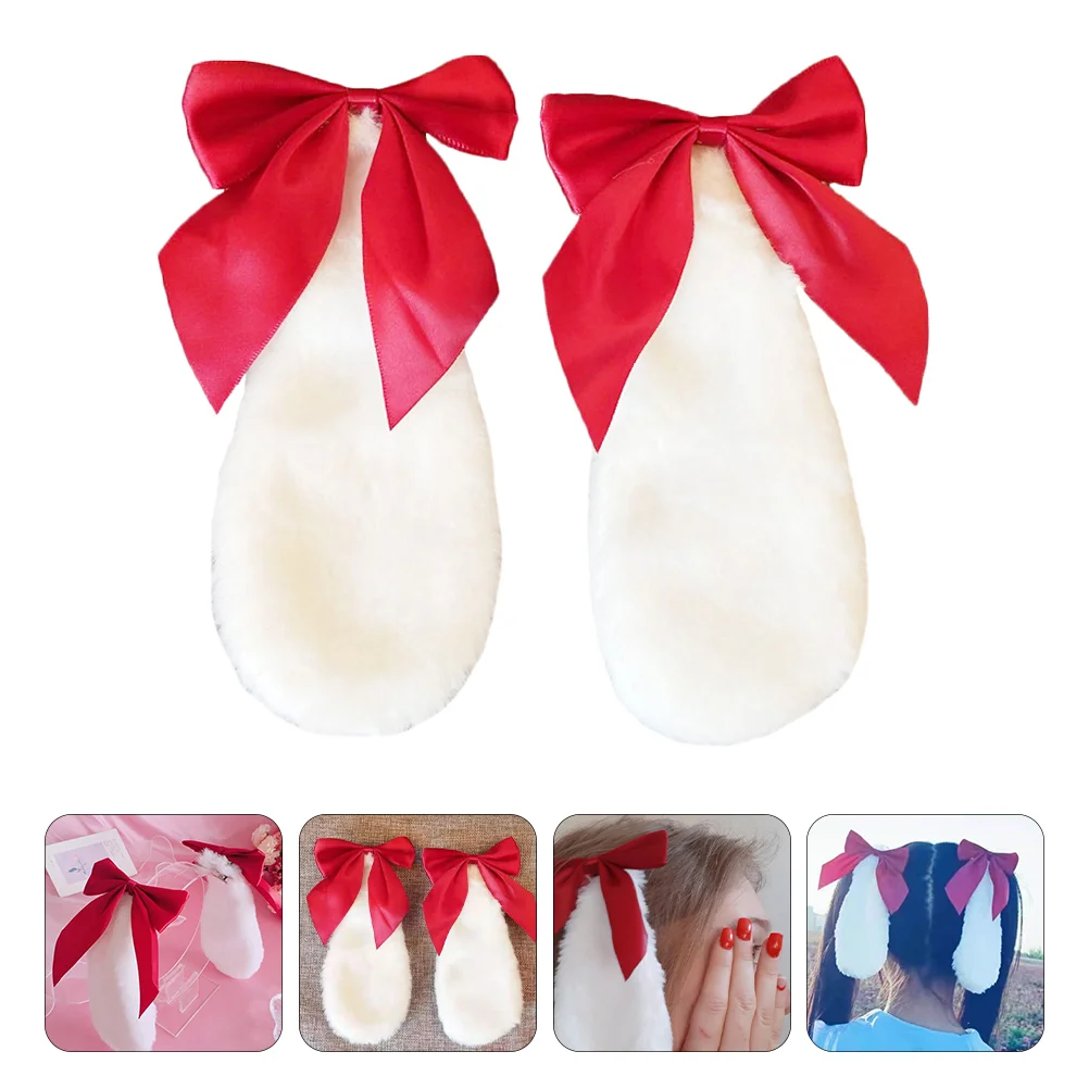 

4 Pcs Bunny Ears Hair Clip Barrettes Lolita Hairpins Cosplay Accessories Lop Nylon Decorative Rabbit