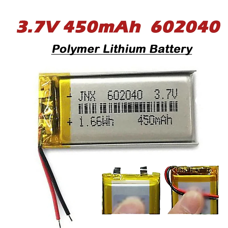 New 602040 Polymer 450mAh Battery Li Po 3.7V Lithium Batteries for DVR GPS Car Recorder Game Console LED Light Rechargeable Cell