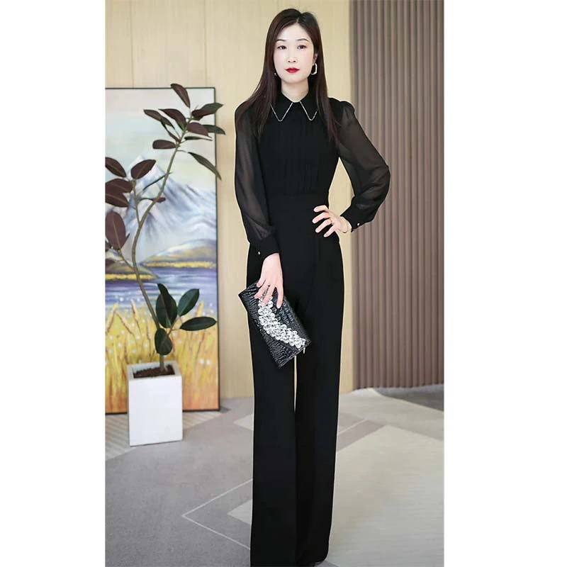 

High Waist Straight Leg Pants Faionable Slimming Spring Autumn Sle Celebri Favorite D363 Women's Onesie Suit