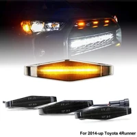 Tira de luces LED completa delantera TRD Pro Grill iluminación DRL para Toyota 4Runner, incluye conjunto LED y arnés de cableado blanco/ámbar 2014-2024, 3 piezas