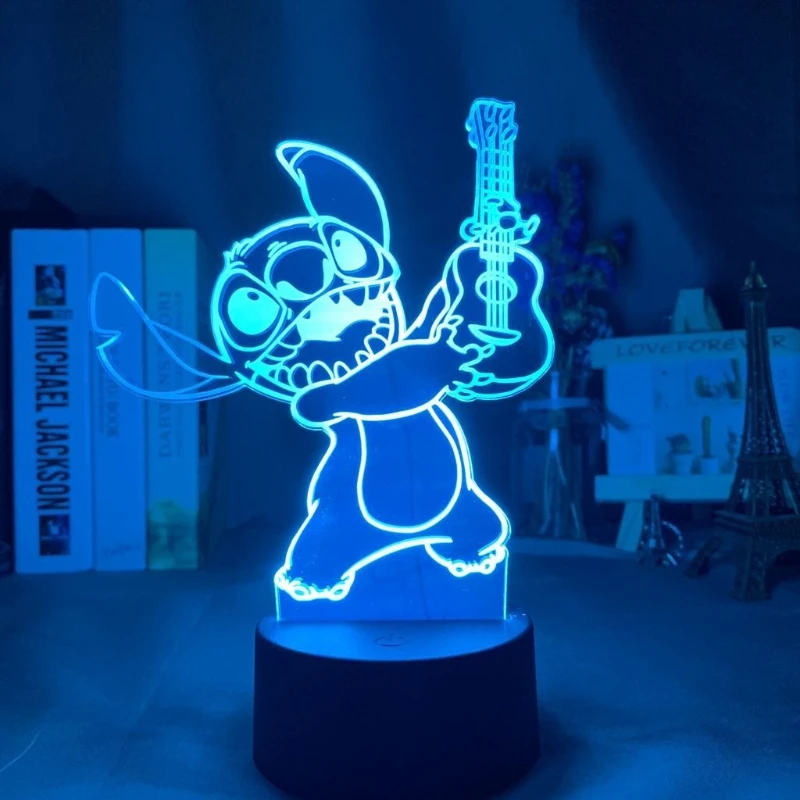 Figura Decorativa de Acrílico Brillante de Disney Stitch, Adorno de Anime, Regalo Creativo para la Habitación, Luz Nocturna Ambiental