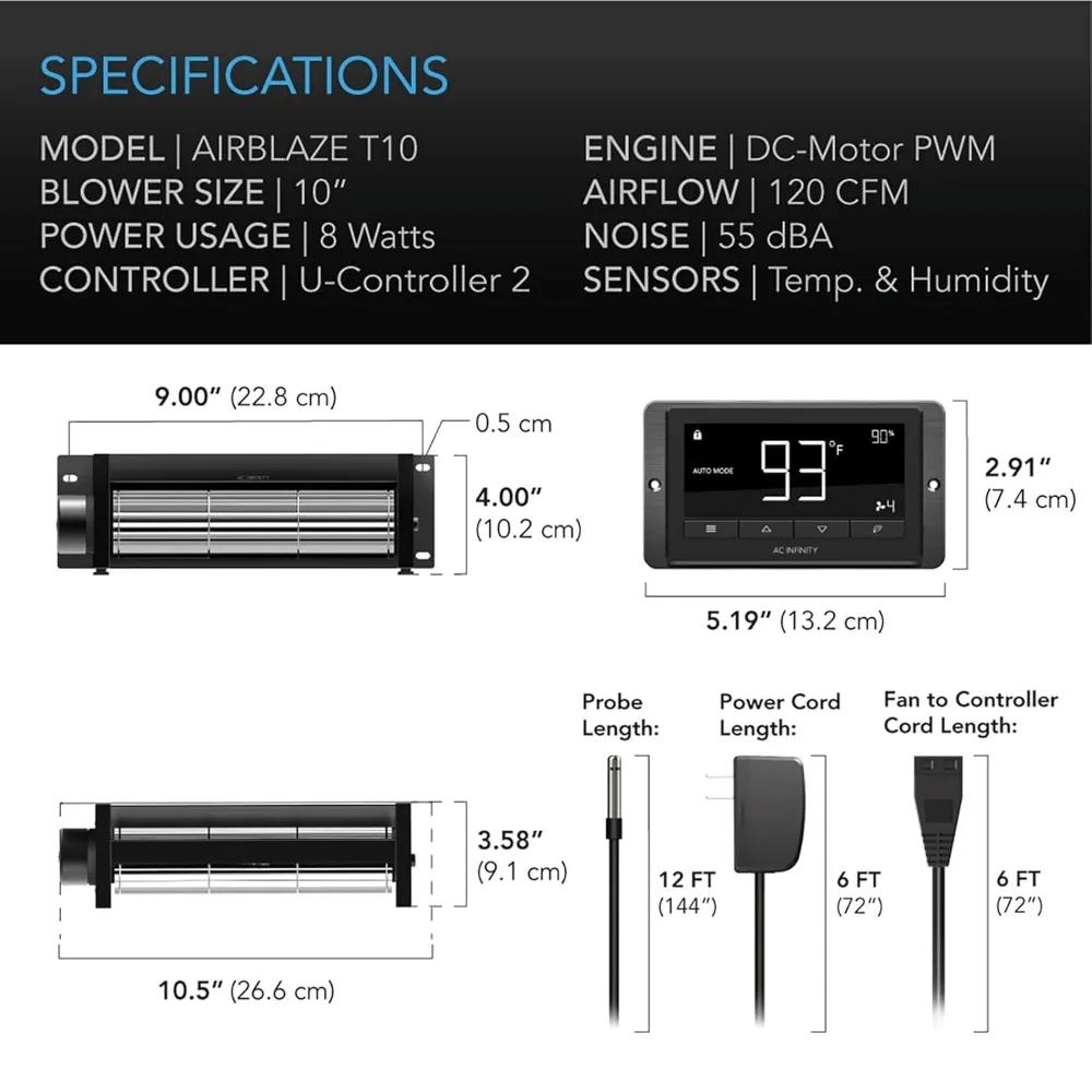 طقم مروحة الموقد 10 مع وحدة تحكم في درجة الحرارة والسرعة قابلة للتعديل لتعزيز توزيع الحرارة