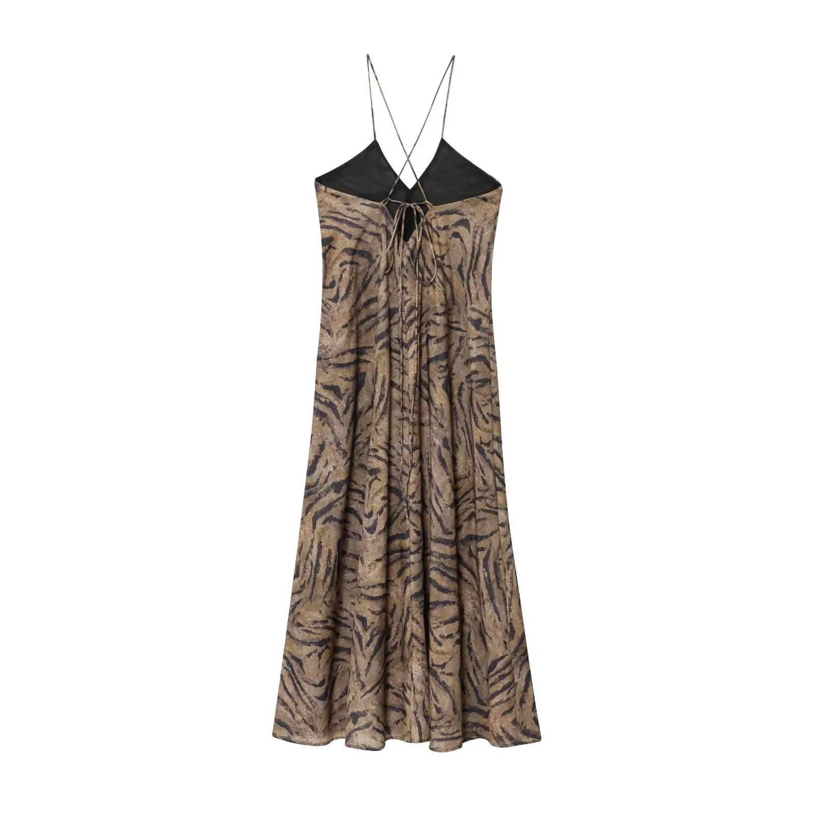 

Women's Vintage Leopard Print Spaghetti Strap Dress Sexy Backless Maxi Dress Fashion Holiday Party High Street Vestido Mujer