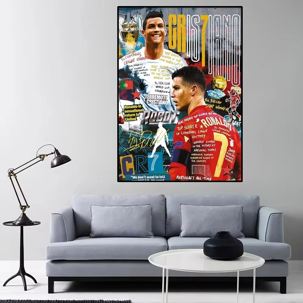 C-Cristiano R-Ronaldo CR7 Poster Home Room Decor Livingroom Bedroom Aesthetic Art Wall Painting Stickers