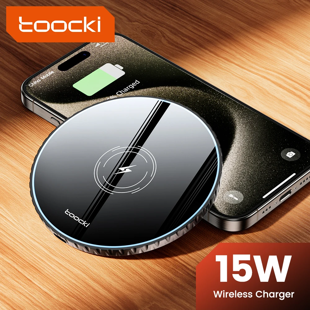 Toocki 15W Wireless Charger for iPhone 15 14 Pro Max Earphone Flash Wireless Charging Charger Station for Samsung Galaxy S23 S22