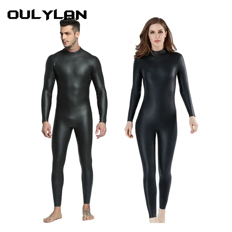 Oulylan 3MM Triathlon Wetsuit Men's Warm One-Piece Diving Suit CR+ Super Elastic Cold-proof Light Leather Diving Suit for Women